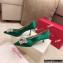Roger Vivier Heel 4.5cm/8.5cm Flower Strass Buckle Pumps Satin Green