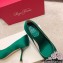 Roger Vivier Heel 4.5cm/8.5cm Flower Strass Buckle Pumps Satin Green