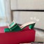 Roger Vivier Heel 4.5cm Love Rhinestone Buckle Mules Satin Green
