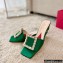 Roger Vivier Heel 4.5cm Love Rhinestone Buckle Mules Satin Green