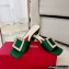 Roger Vivier Heel 4.5cm Love Rhinestone Buckle Mules Satin Green