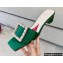 Roger Vivier Heel 4.5cm Love Rhinestone Buckle Mules Satin Green
