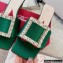 Roger Vivier Heel 4.5cm Love Rhinestone Buckle Mules Satin Green