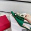 Roger Vivier Heel 4.5cm Love Rhinestone Buckle Mules Satin Green