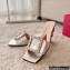 Roger Vivier Heel 4.5cm Love Rhinestone Buckle Mules Silver