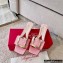 Roger Vivier Heel 4.5cm Love Metal Buckle Mules in Patent Leather Pink