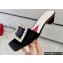 Roger Vivier Heel 4.5cm Love Rhinestone Buckle Mules Satin Black