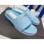 Chanel Logo Checked wool fabric Mules Light Blue 2022