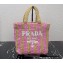Prada Small raffia tote bag 1BG422 Pink 2022