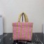 Prada Small raffia tote bag 1BG422 Pink 2022