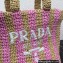 Prada Small raffia tote bag 1BG422 Pink 2022