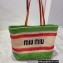 Cheap Sale Miu Miu raffia Tote bag Green/Beige 2022