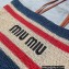 Cheap Sale Miu Miu raffia Tote bag Dark Blue/Beige 2022
