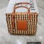 Cheap Sale Loewe Small Square Basket bag in raffia and calfskin 2022