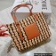 Cheap Sale Loewe Small Square Basket bag in raffia and calfskin 2022