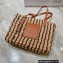 Cheap Sale Loewe Small Square Basket bag in raffia and calfskin 2022