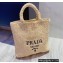 Cheap Sale Prada Large raffia tote bag Creamy 2022