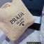 Cheap Sale Prada Large raffia tote bag Creamy 2022