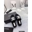 Chanel CC Logo Fabric Platform Mules Slide Sandals Black 2022