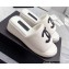 Chanel CC Logo Fabric Platform Mules Slide Sandals White 2022