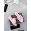 Chanel CC Logo Fabric Platform Mules Slide Sandals Pink 2022