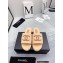 Chanel CC Logo Fabric Platform Mules Slide Sandals Beige 2022