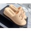 Chanel CC Logo Fabric Platform Mules Slide Sandals Beige 2022
