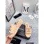 Chanel CC Logo Fabric Platform Mules Slide Sandals Beige 2022