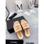 Chanel CC Logo Fabric Platform Mules Slide Sandals Beige 2022
