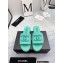 Chanel CC Logo Fabric Platform Mules Slide Sandals Green 2022