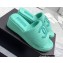 Chanel CC Logo Fabric Platform Mules Slide Sandals Green 2022