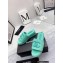 Chanel CC Logo Fabric Platform Mules Slide Sandals Green 2022