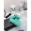 Chanel CC Logo Fabric Platform Mules Slide Sandals Green 2022