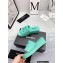 Chanel CC Logo Fabric Platform Mules Slide Sandals Green 2022