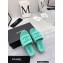 Chanel CC Logo Fabric Platform Mules Slide Sandals Green 2022