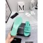 Chanel CC Logo Fabric Platform Mules Slide Sandals Green 2022