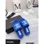 Chanel CC Logo Fabric Platform Mules Slide Sandals Blue 2022