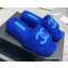 Chanel CC Logo Towel Platform Mules Slide Sandals Blue 2022