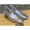 Valentino Heel 5cm VLogo Chain Slingback Pumps Silver 2022