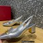 Valentino Heel 5cm VLogo Chain Slingback Pumps Silver 2022