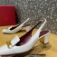 Valentino Heel 5cm VLogo Chain Slingback Pumps White 2022