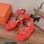 Hermes suede goatskin Eole 35 Sandals Red with removable silk twillon 2022