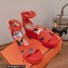 Hermes suede goatskin Eole 35 Sandals Red with removable silk twillon 2022