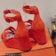 Hermes suede goatskin Eole 35 Sandals Red with removable silk twillon 2022