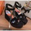 Hermes suede goatskin Eole 35 Sandals Black with removable silk twillon 2022