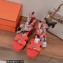Hermes suede goatskin Eole 35 Sandals Red with removable silk twillon 2022