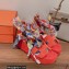 Hermes suede goatskin Eole 35 Sandals Red with removable silk twillon 2022