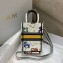 Dior Mini Book Tote Phone Bag in Multicolor Pixel Zodiac Embroidery Latte 2022