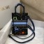 Dior Mini Book Tote Phone Bag in Multicolor Pixel Zodiac Embroidery Black 2022
