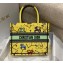 Dior Small Book Tote Bag in Multicolor Pixel Zodiac Embroidery Yellow 2022